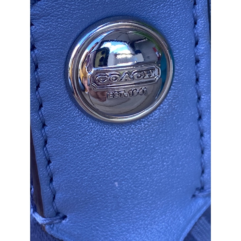 VTG Coach Carly Hobo Bag Blue Periwinkle Signature Jacquard Silver Hardware Y2K - Picture 5 of 16